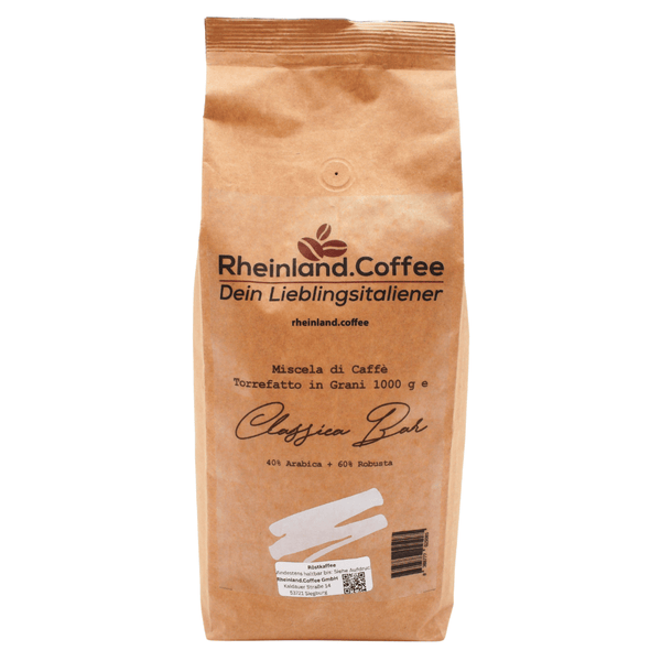 Dein Lieblingsitaliener - Classica Bar - 40% Arabica 60% Robusta geröstet in Sizilien Kaffee Rheinland.Collection 1000 Gramm - rhiinland.com