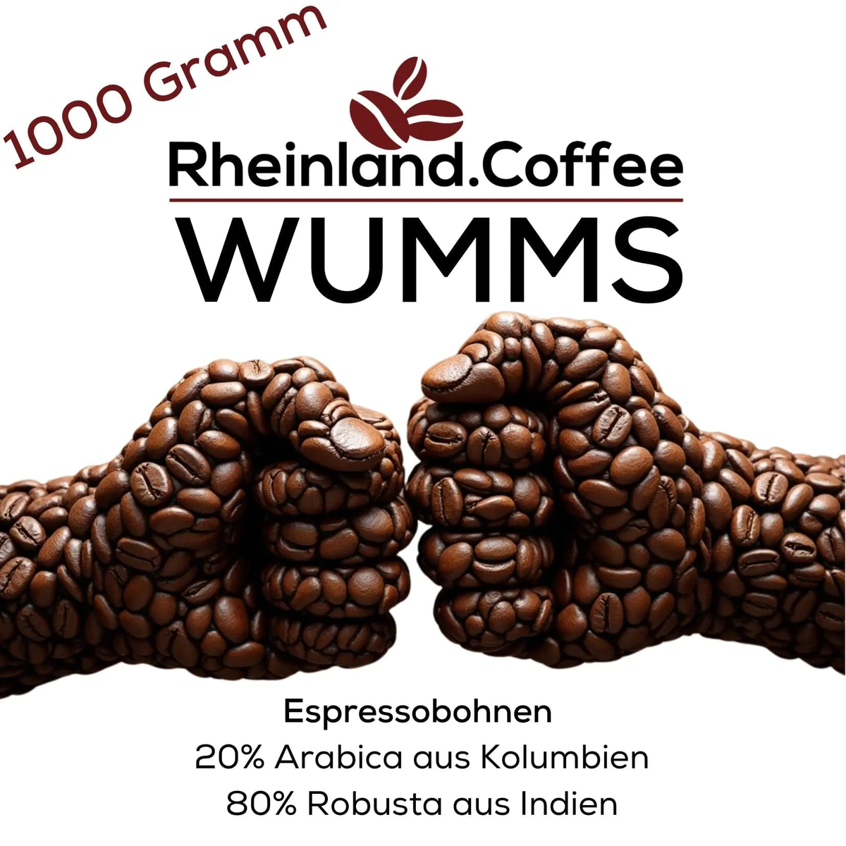 WUMMS - Espressobohnen dunkle Schokolade, Nougat und Nüsse Kaffee Rheinland.Collection 1000 Gramm - rhiinland.com