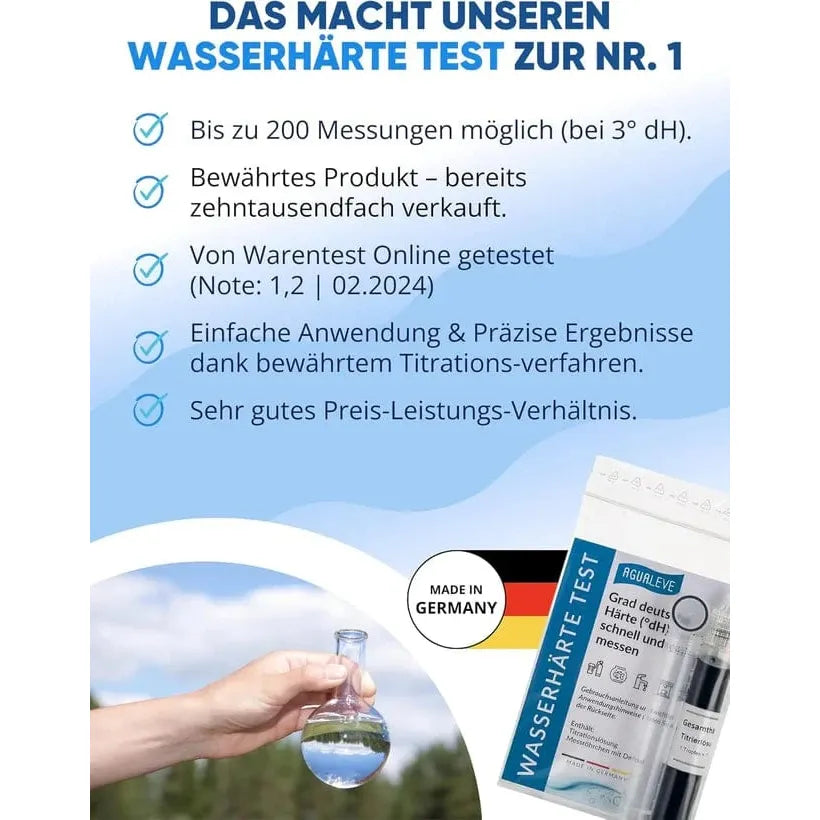 AGUALEVE Wasserhärte Test - Grad deutscher Härte Reiniger und Entkalker Agualeve - rhiinland.com