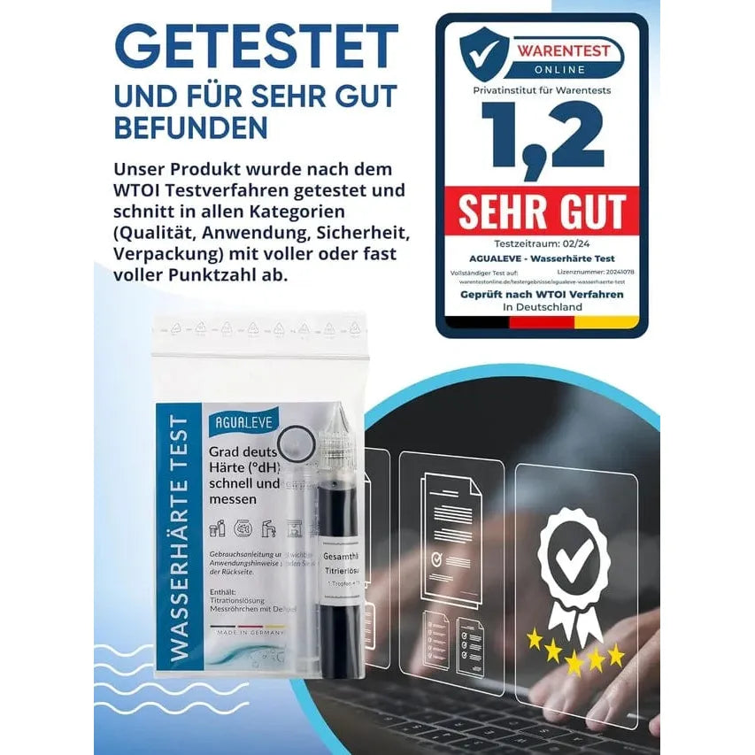 AGUALEVE Wasserhärte Test - Grad deutscher Härte Reiniger und Entkalker Agualeve - rhiinland.com