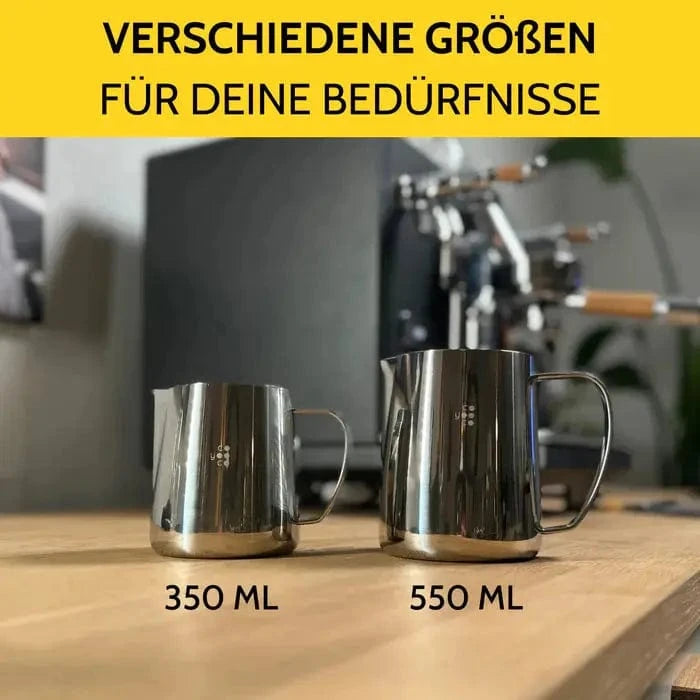 Milchkännchen Edelstahl Silber 350 ml oder 590 ml mit Skala von COYOOCO Milchkännchen COYOOCO - rhiinland.com