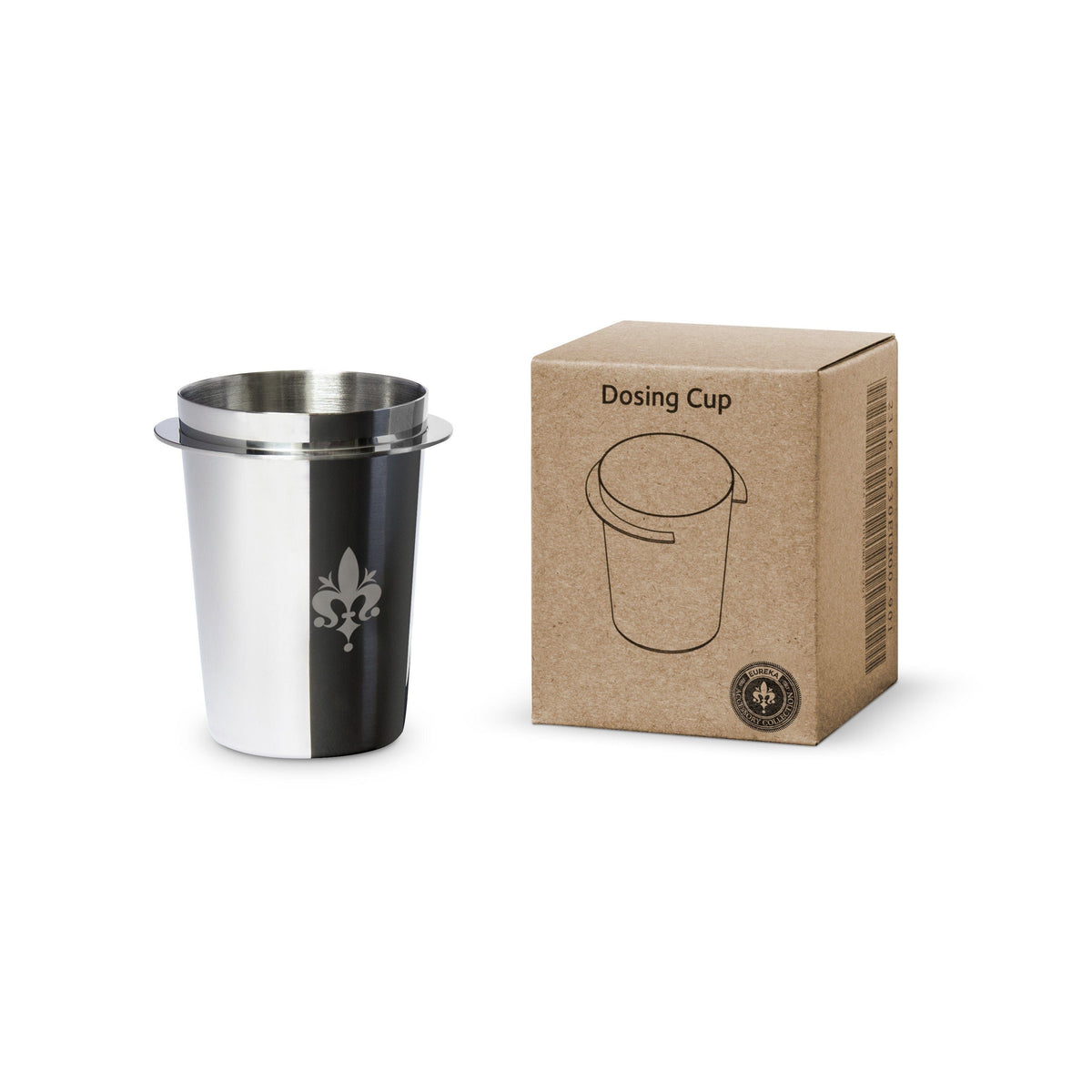 Eureka Dosing Cup mit Eureka-Gravur Chrom oder Schwarz Dosierbecher Eureka Chrom - rhiinland.com