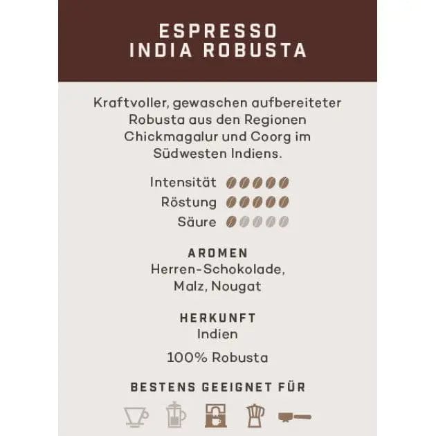 Espresso India Robusta - Kölner Kaffeemanufaktur Kaffee Kölner Kaffeemanufaktur - rhiinland.com