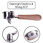 JoeFrex Siebträger Walnuss für Delonghi Dedica & Smeg ECF – 1er oder 2er Auslauf oder Bodenlos Siebträger JoeFrex - rhiinland.com
