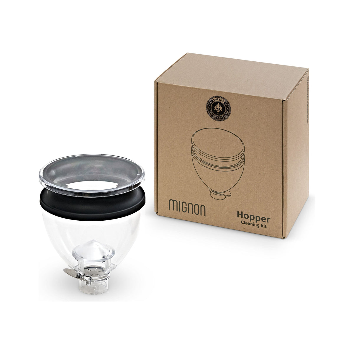 Eureka Hopper Cleaning KIT - Hopper mit Ausblasfunktion für Eureka Mignon Kaffeemühlenzubehör Eureka Transparent - rhiinland.com