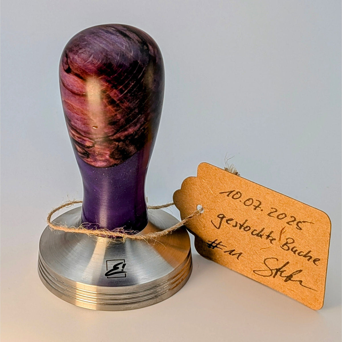 Epoxy Elegance Tamper #11 – Gestockte Buche & Violett Tamper EMMERICH Art - rhiinland.com