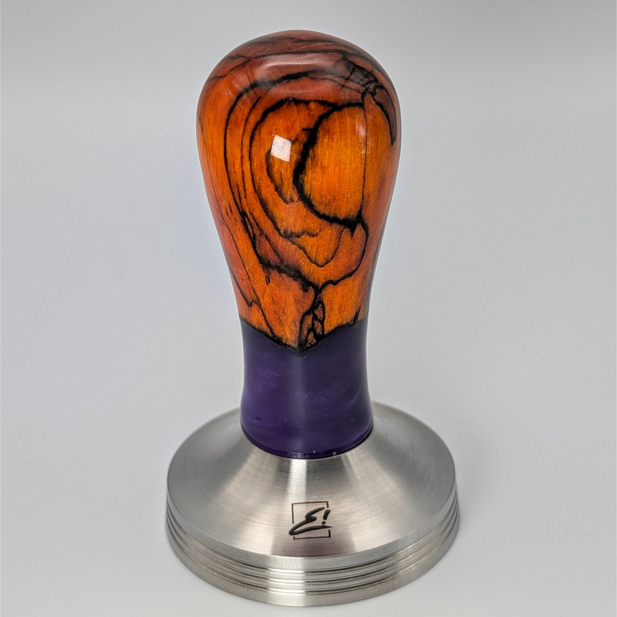 Epoxy Elegance Tamper #17 – Gestockte Buche & Petrolblau Tamper EMMERICH Art - rhiinland.com
