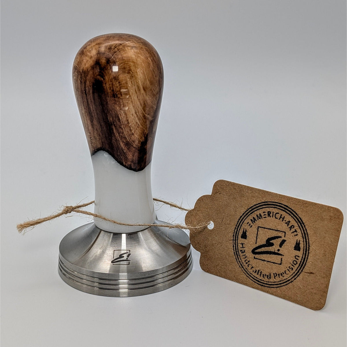 Epoxy Elegance Tamper #18 – Gestockte Buche & Milchglasweiß Tamper EMMERICH Art - rhiinland.com