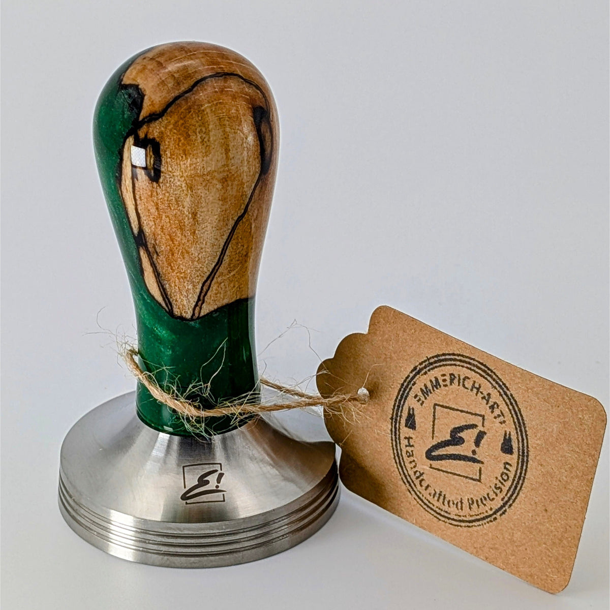 Epoxy Elegance Tamper #1 – Gestockte Buche & Smaragdgrün Tamper EMMERICH Art - rhiinland.com