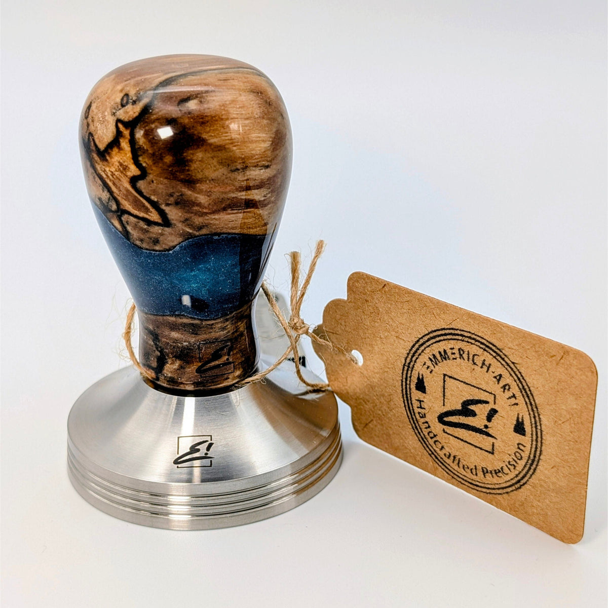 Epoxy Elegance Tamper #20 – Gestockte Buche & Tiefblau Tamper EMMERICH Art - rhiinland.com