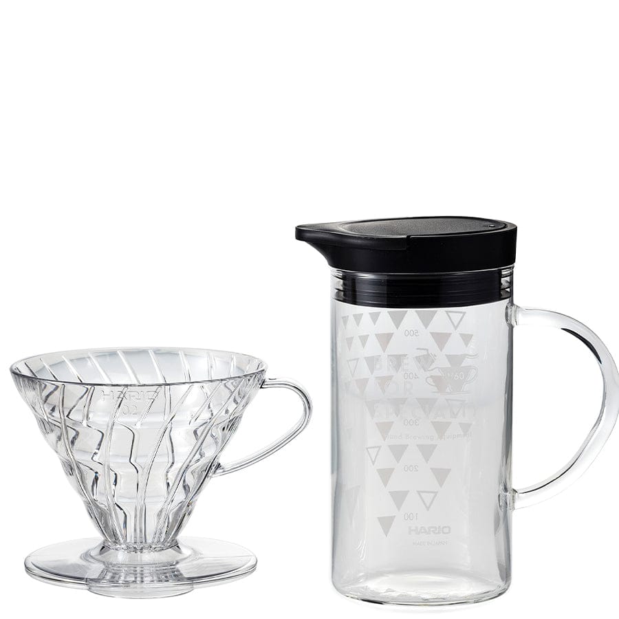 Hario V60 Dripper & Thermo Color Server Set 02 - Clear Handfilter Hario - rhiinland.com