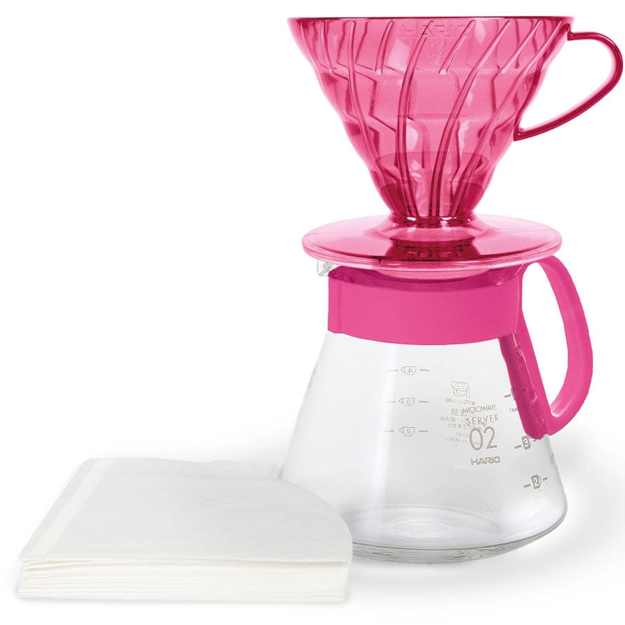Hario V60 Dripper & Server Set 02 – Candy Edition Kaffee mobil Hario Flamingo Pink - rhiinland.com