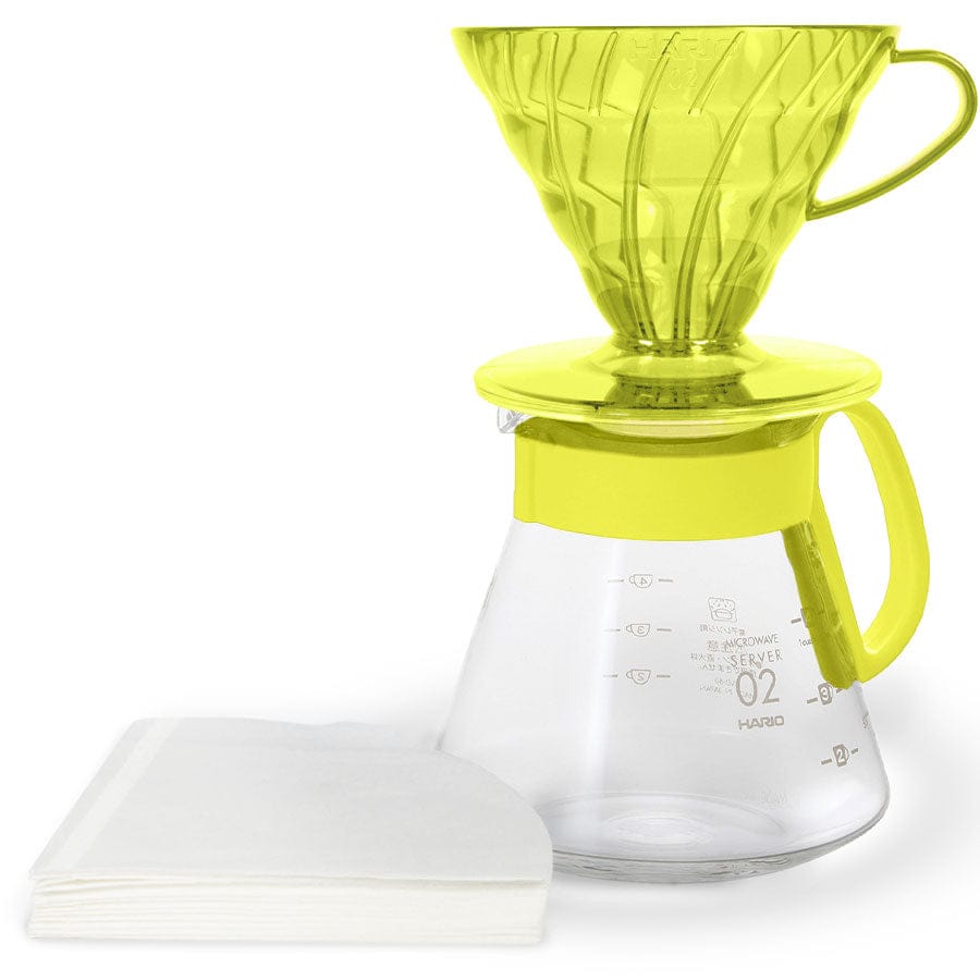 Hario V60 Dripper & Server Set 02 – Candy Edition Kaffee mobil Hario Sunflower Yellow - rhiinland.com