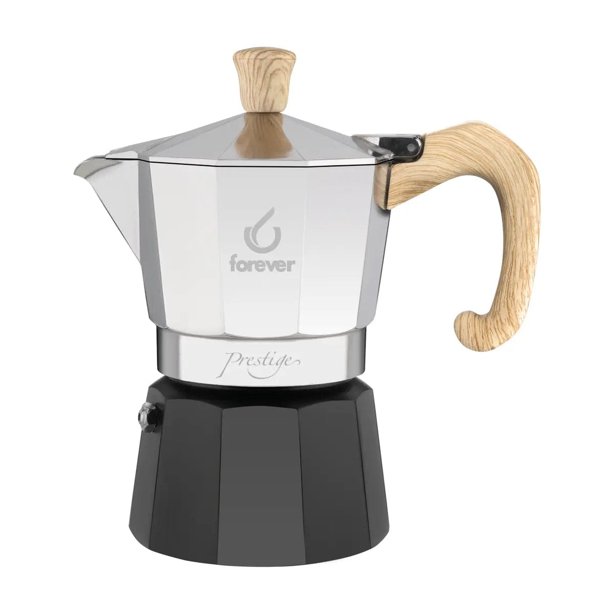 Moka Prestige Woody - Mokkakanne - Holzoptik und Aluminium 2 Tassen Mokkakanne Forever - rhiinland.com