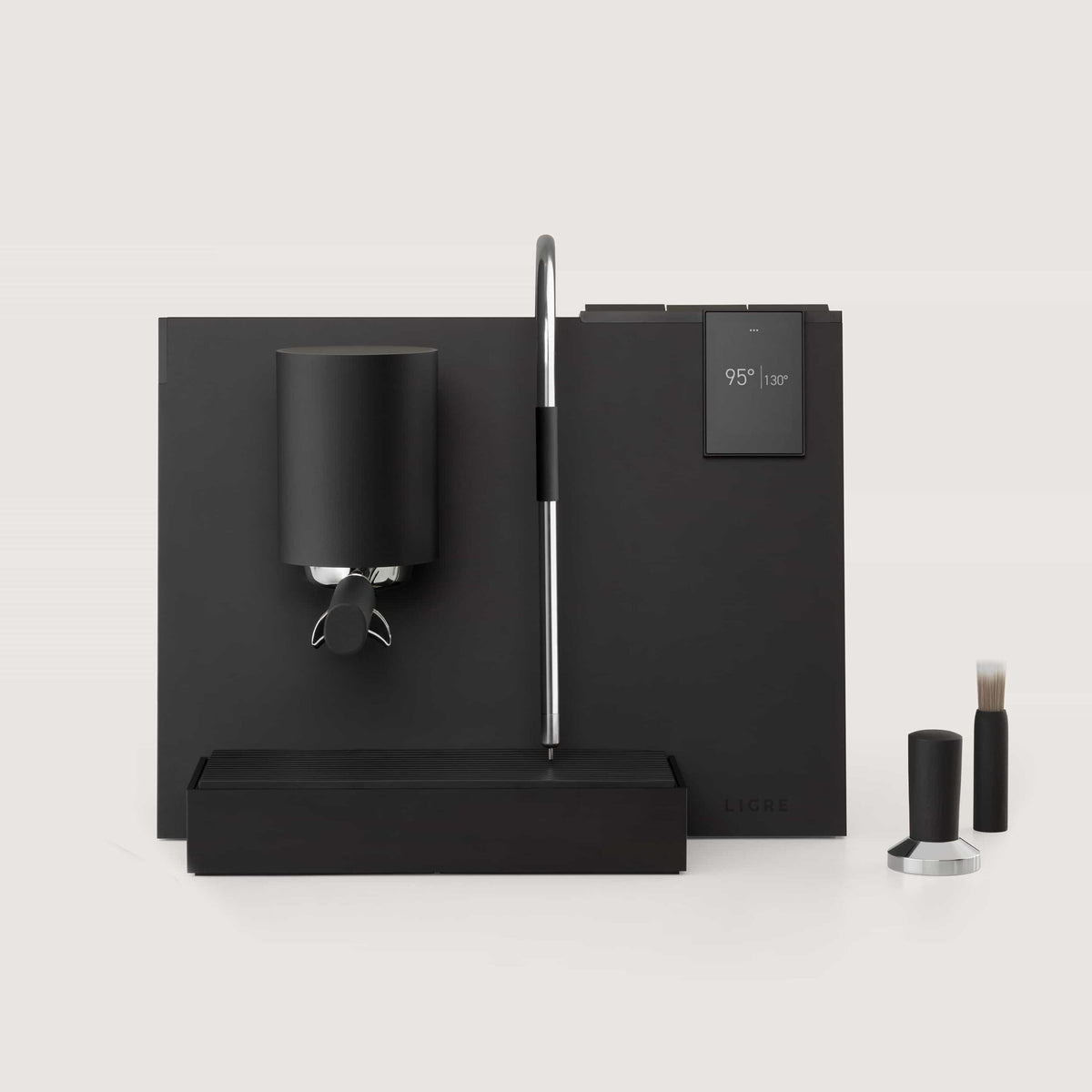 LIGRE youn in black-mat mit Zubehör aus gebeizter Buche
