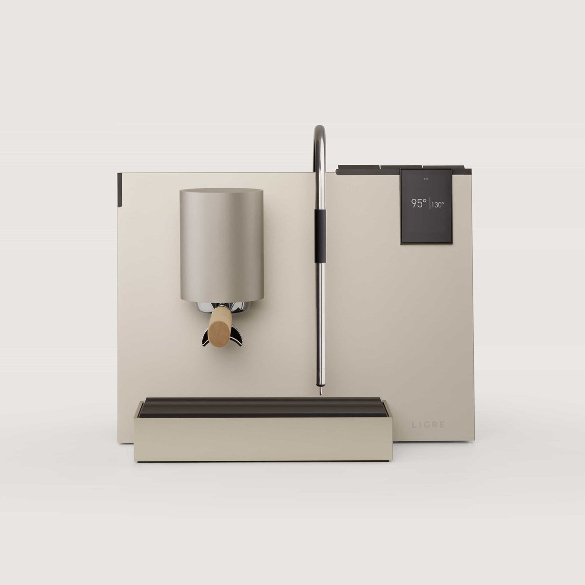 LIGRE youn Espressomaschine in silver-beige mit Siebträger und Tamper