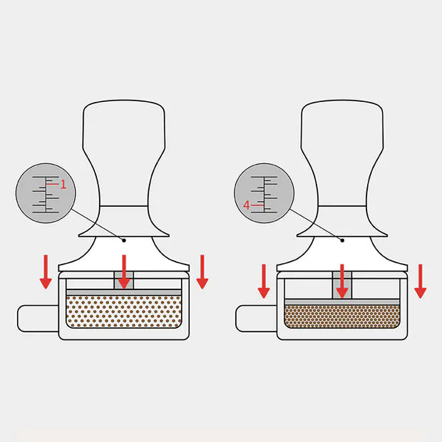 Kalibrierter & Selbstnivellierender Kaffeetamper 58 mm (Walnuss-Griff) – Perfektion für jeden Espresso-Shot Tamper Lastaforest - rhiinland.com