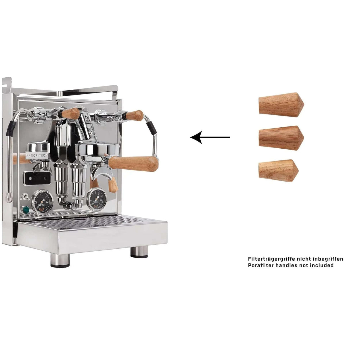 Profitec Griffset Holz oder Beton – Espressomaschinentuning – Holzgriffe – Hochwertiges Design Siebträger Profitec Eiche - rhiinland.com
