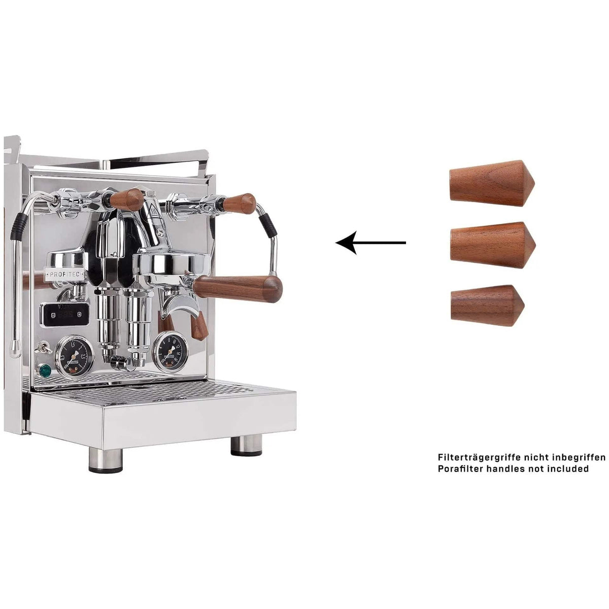 Profitec Griffset Holz oder Beton – Espressomaschinentuning – Holzgriffe – Hochwertiges Design Siebträger Profitec Nussbaum - rhiinland.com
