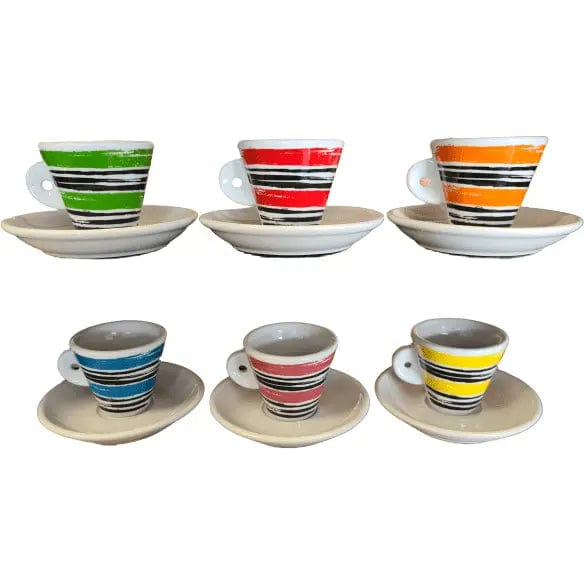 Nuova Point - 6 Tassen - 6 Farben Espresso Tasse - Sonderkollektion Porzellan Espressotasse Nuova Point - rhiinland.com