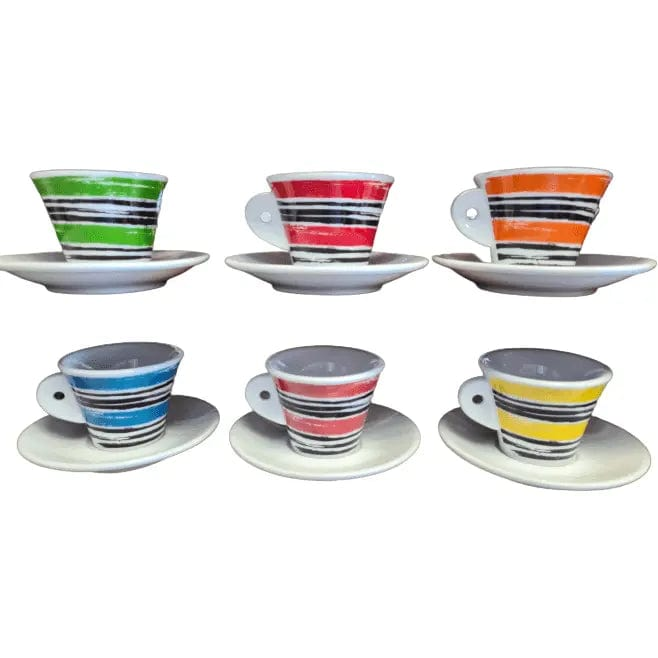 Nuova Point - 6 Tassen - 6 Farben Cappuccino Tasse - Sonderkollektion Porzellan Cappuccinotasse Nuova Point - rhiinland.com