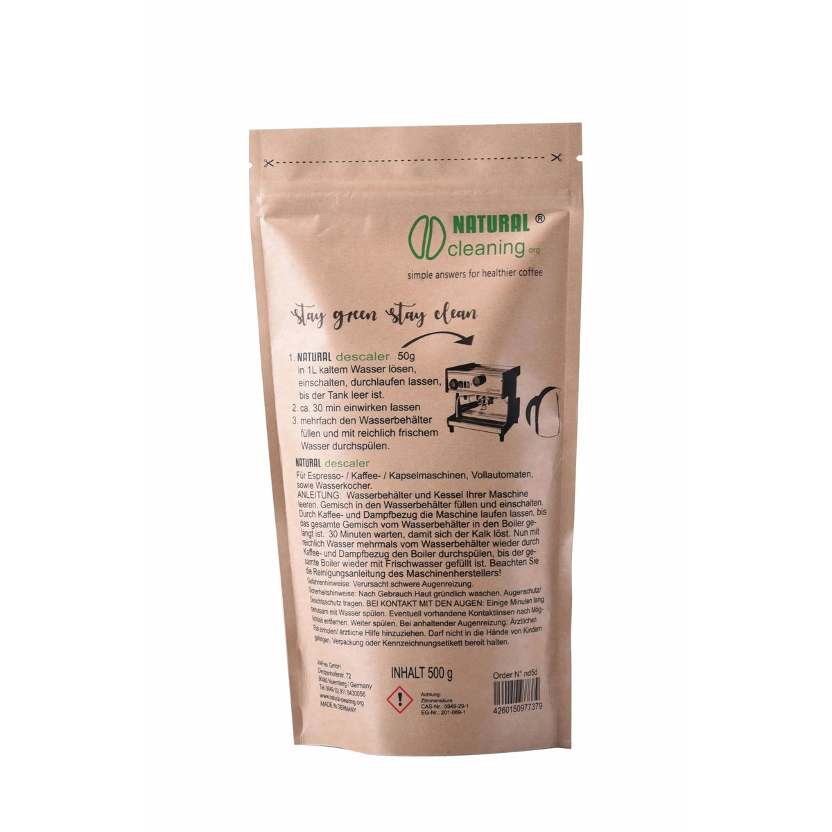 Natural descaler 500g - Entkalker für Espressomaschinen Siebträgermaschinen Reiniger und Entkalker JoeFrex - rhiinland.com